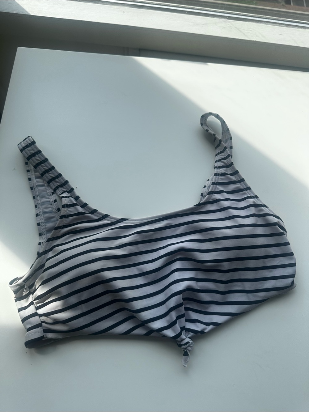 Tag Striped Knot Bikini Top